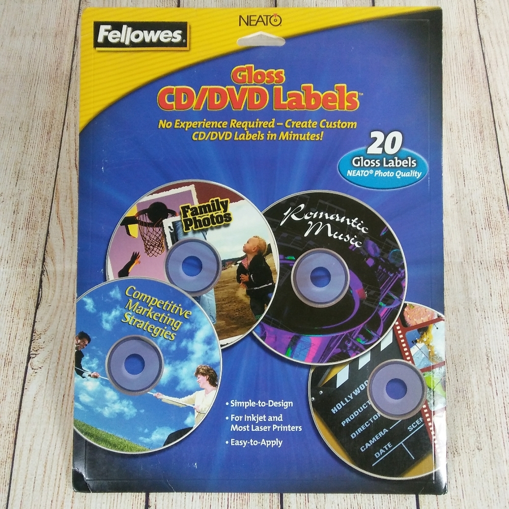 Fellowes | Neato Gloss CD/DVD Labels | 20 Pack